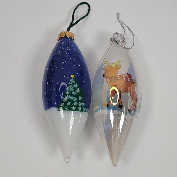 Christmas House Hand-Painted Glass Christmas Ornaments In Velvet Gift Boxes - Picture 1 of 3